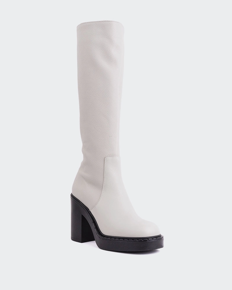 Hedon Off White Leather Neutral Build Stain Resistant