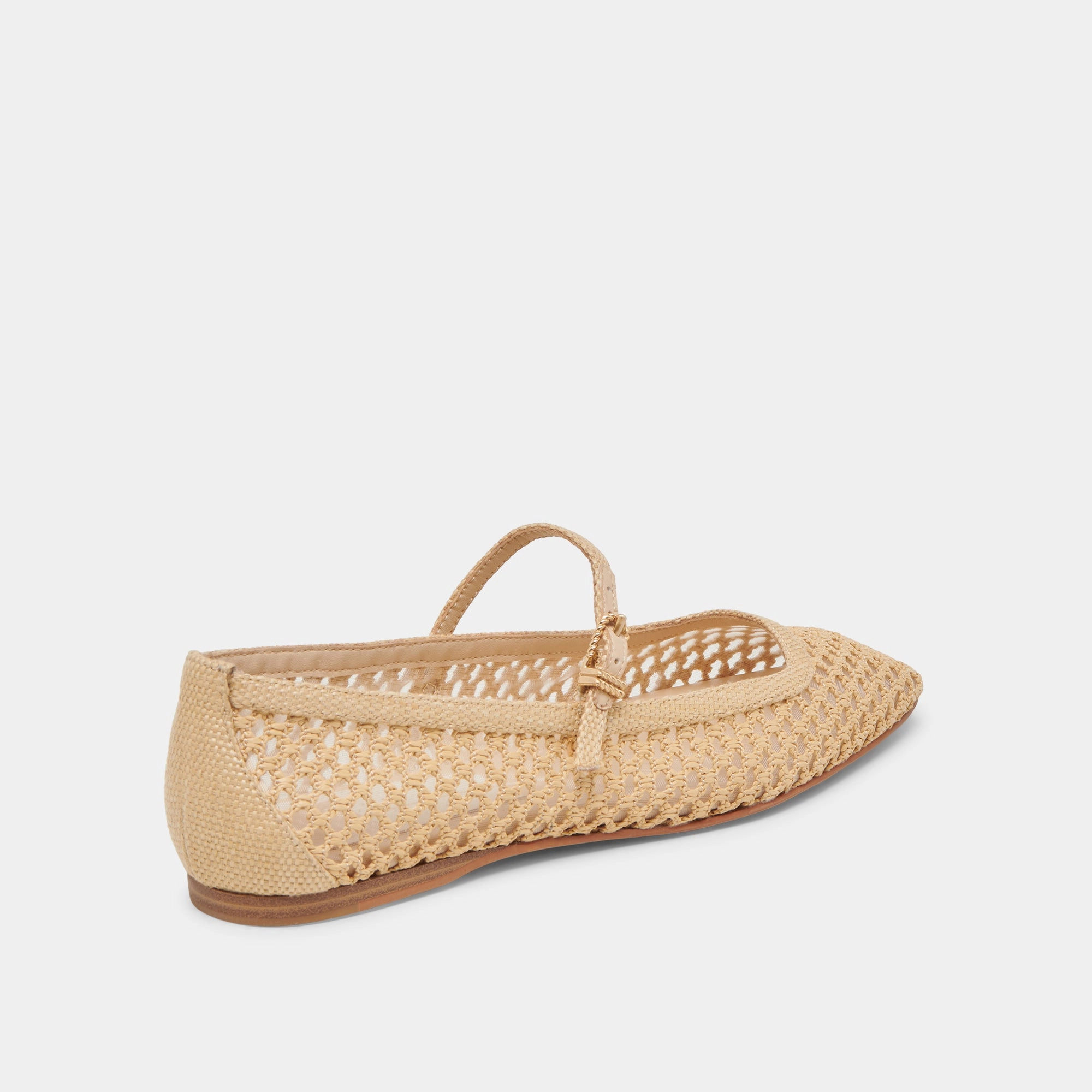 REYES WIDE BALLET FLATS LT NATURAL WOVEN RAFFIA Flexible Sole Technology