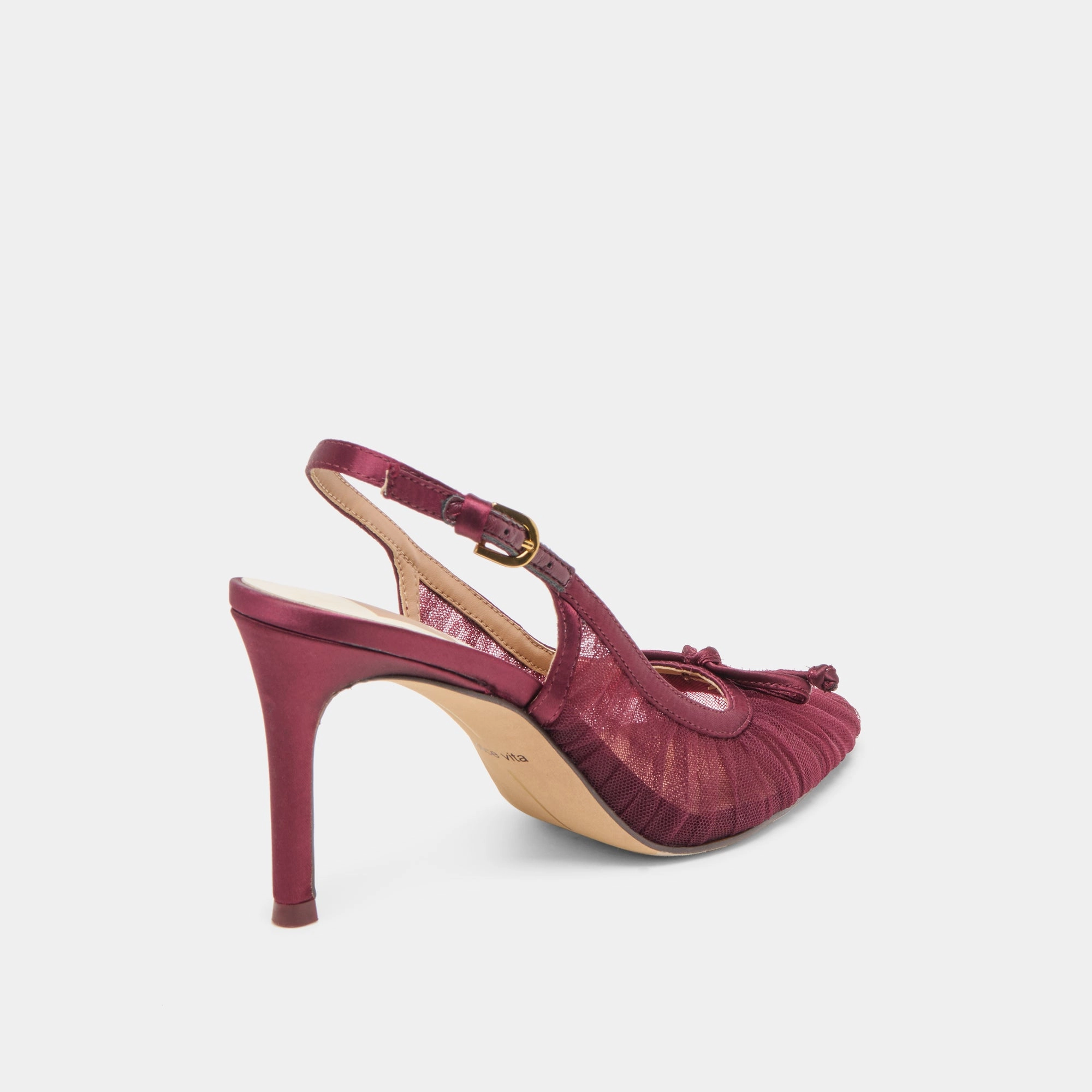 Durable Treads Ergonomic Arch Support YELA HEELS CRANBERRY TULLE
