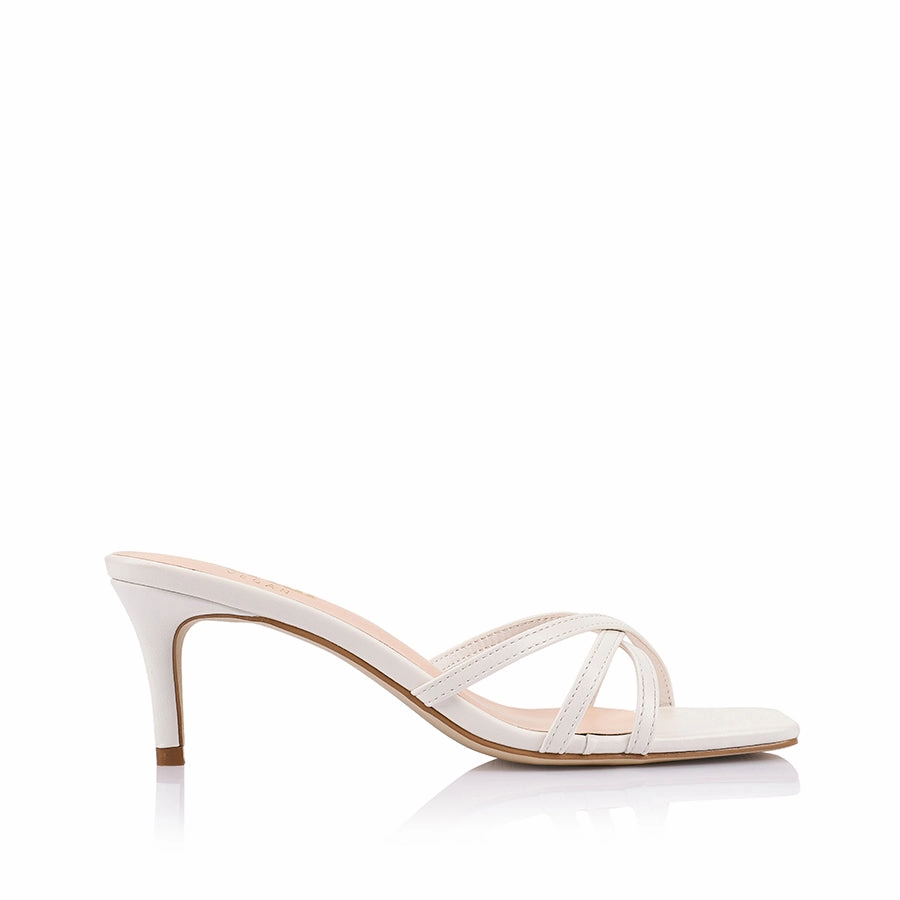 Posture Boost Tarzan Heeled Mules - Chalk White