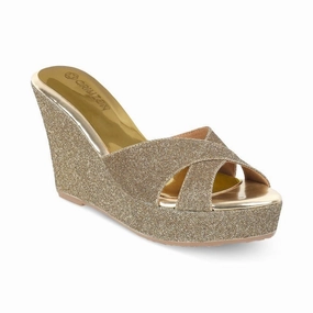 AIYANA- ANTIQUE GOLD WEDGES Seaside Stroll Orthopedic Support