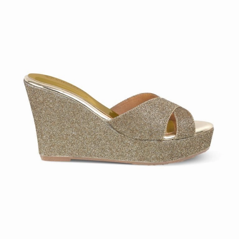 AIYANA- ANTIQUE GOLD WEDGES Leather Upper walking shoes