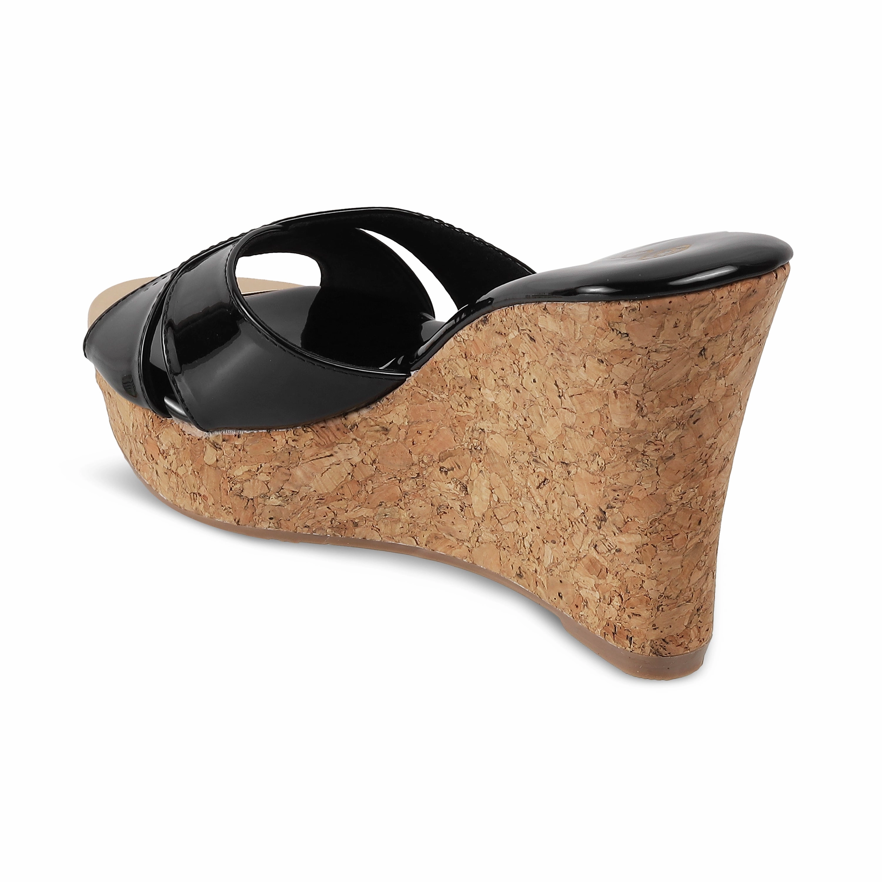 AIYANA- BLACK WEDGES Date Soft