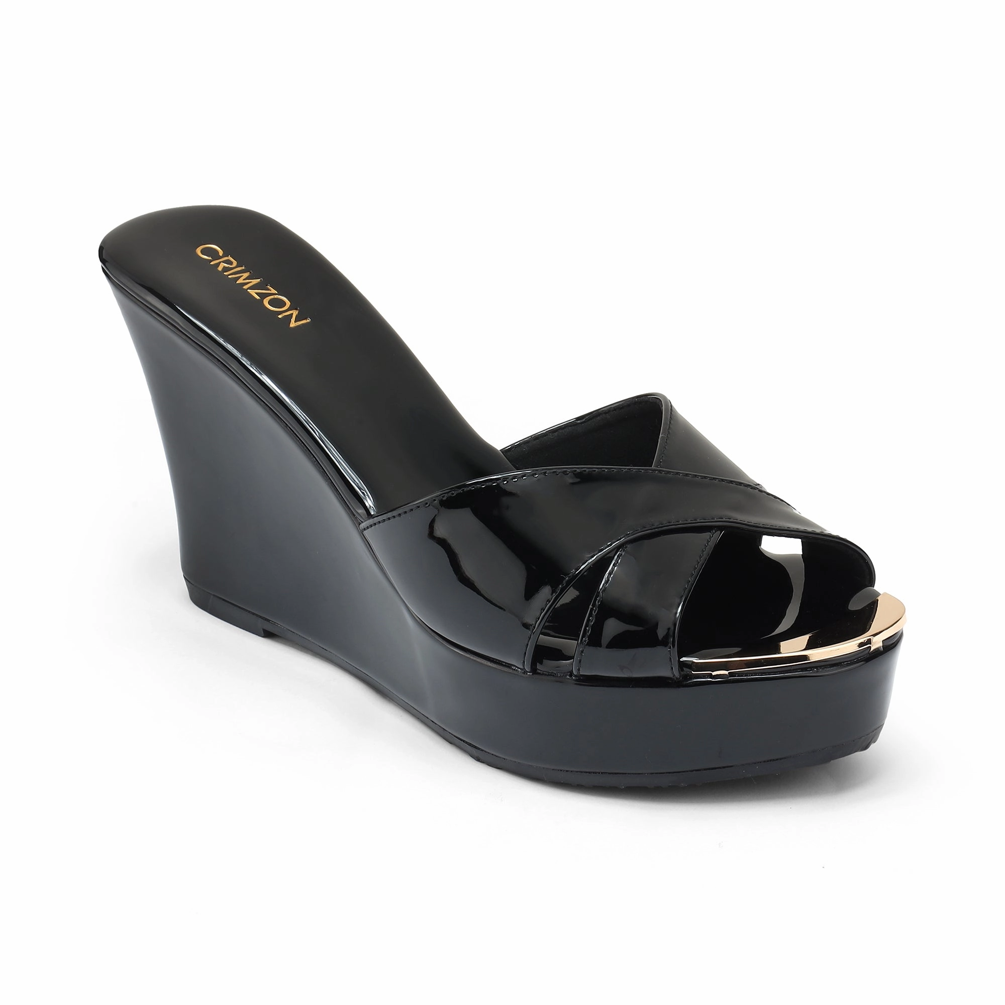 AIYANA- BLACK WEDGES Step In Ergonomic Fit