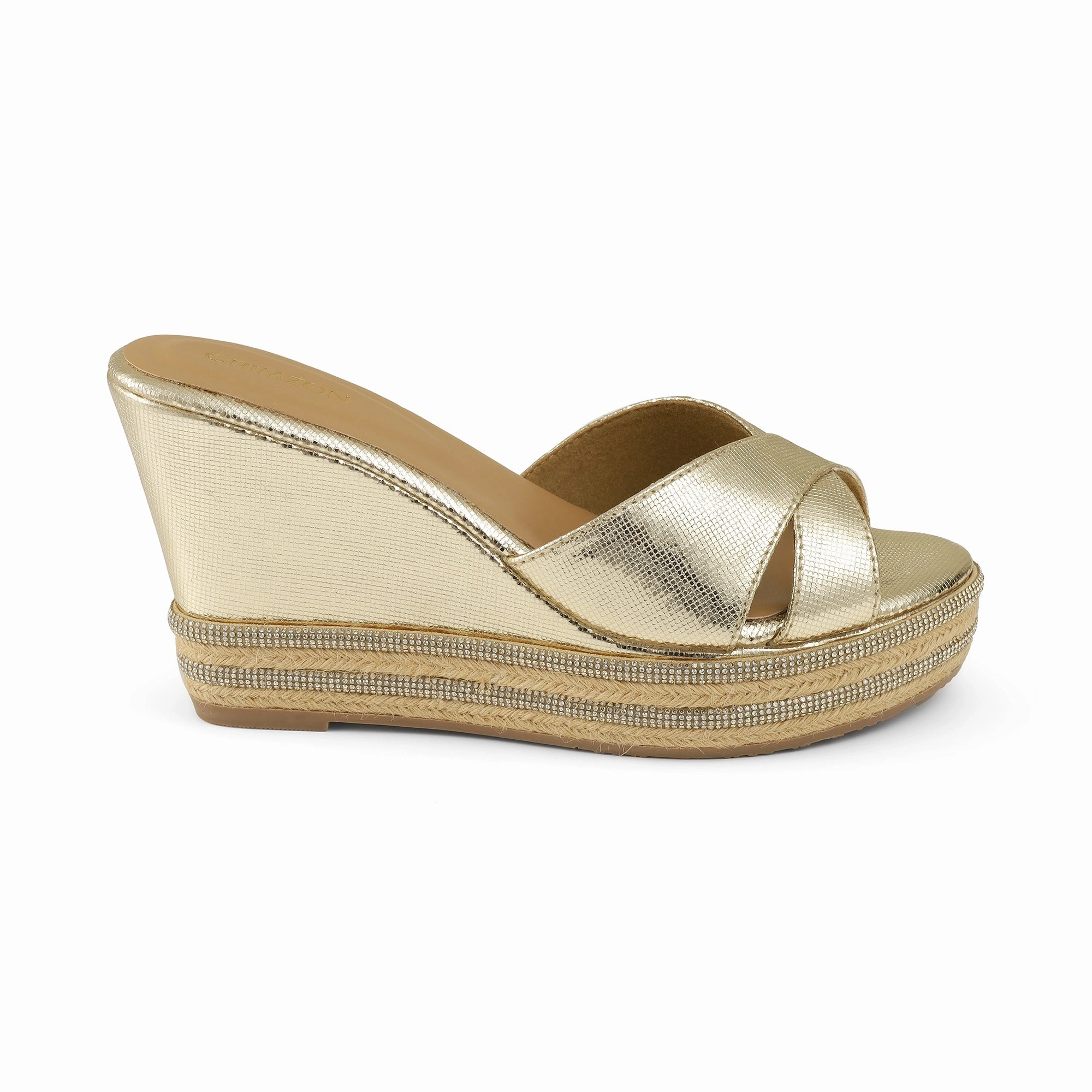 AIYANA- BLING GOLD WEDGES Step Fresh platform