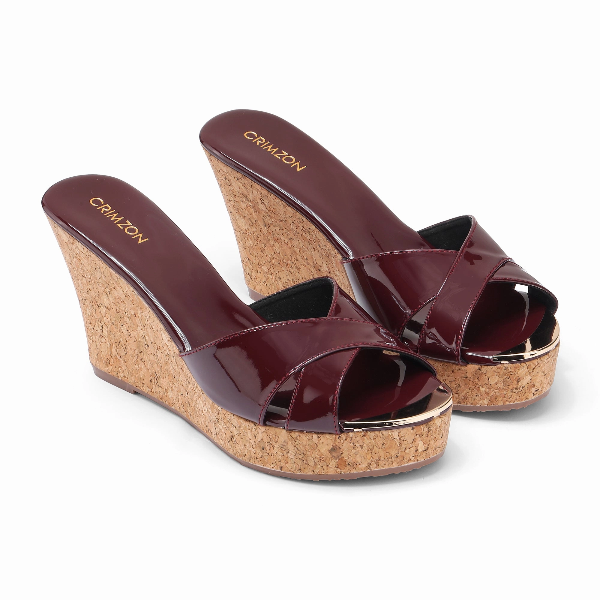 AIYANA- BURGUNDY WEDGES High Heel