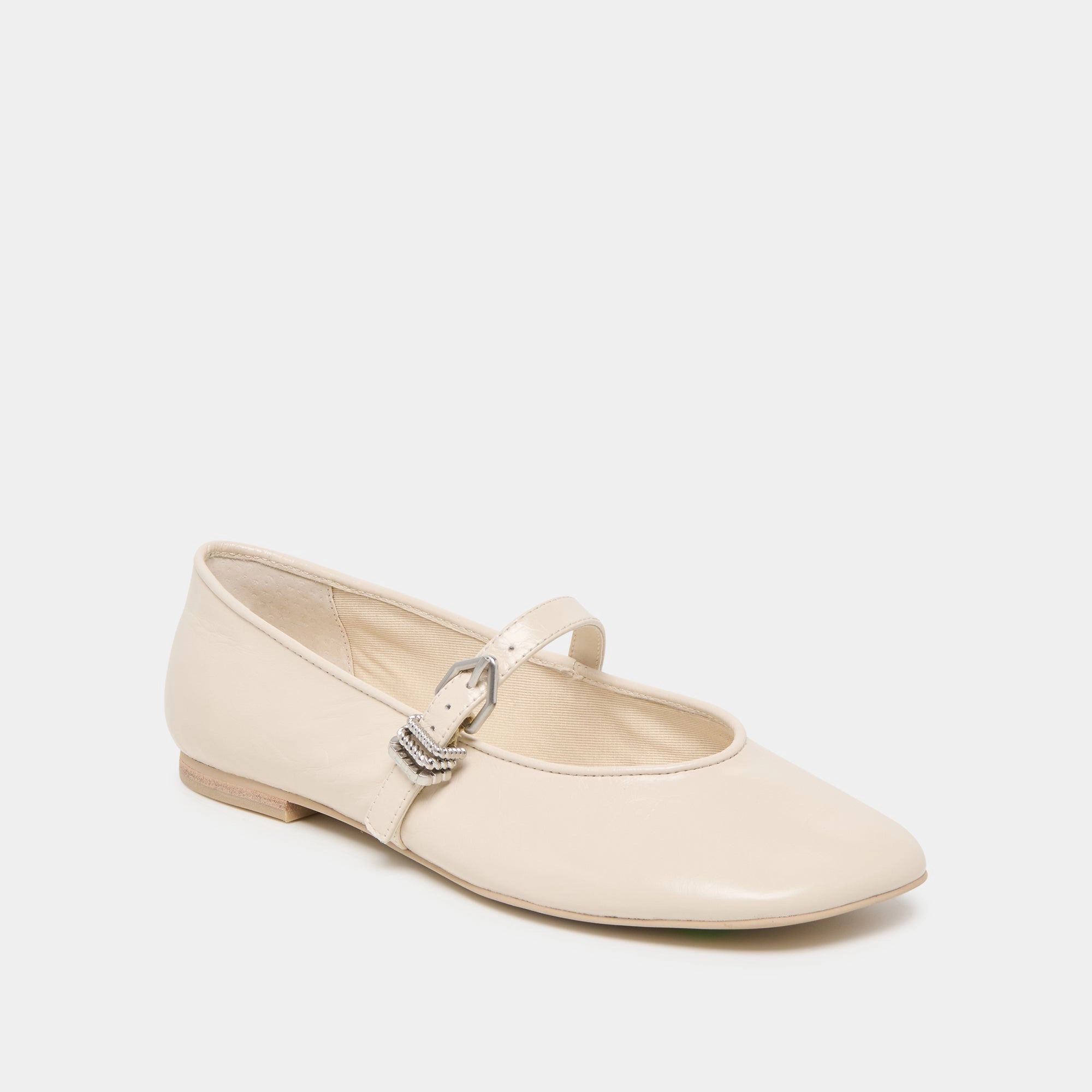 Shock-absorbent wear most durable ALIZZA BALLET FLATS CREME CRINKLE PATENT