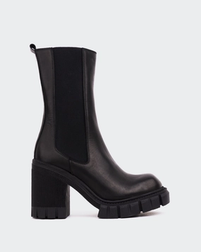 Zip Up Maple Black Leather