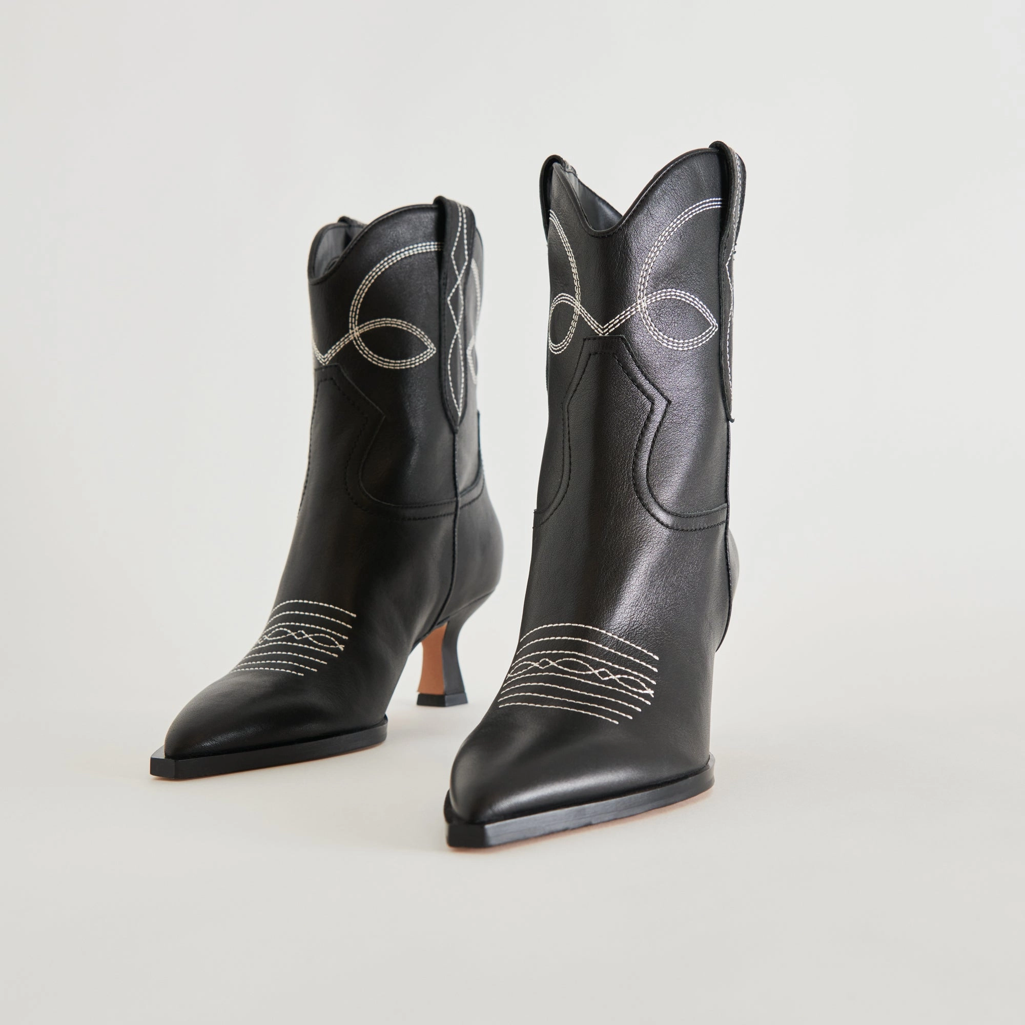 ANGEL BOOTIES BLACK WHITE LEATHER Anatomical Last Shape