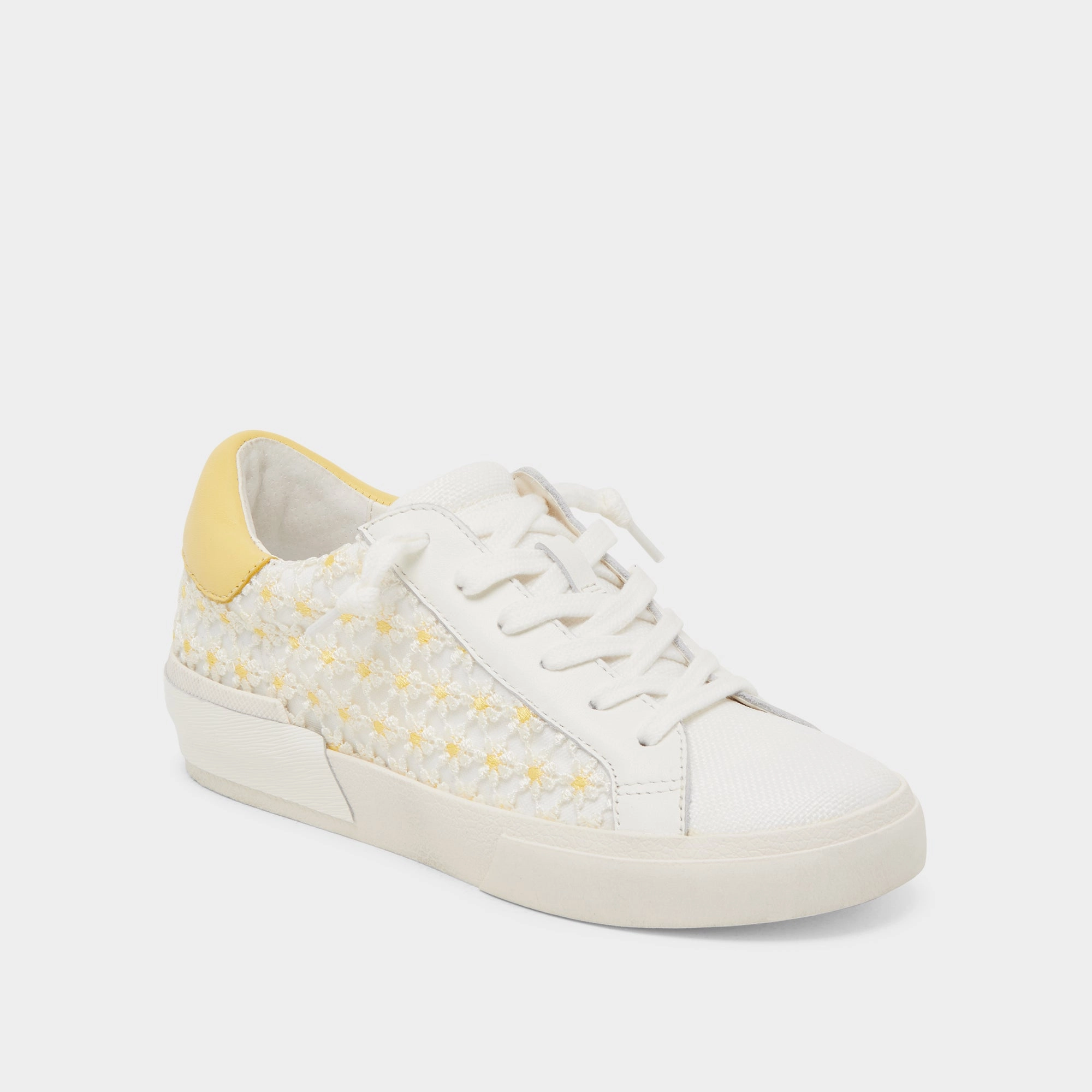 ZINA FLORAL SNEAKERS WHITE YELLOW FLORAL MESH brand - name Shock Diffusing