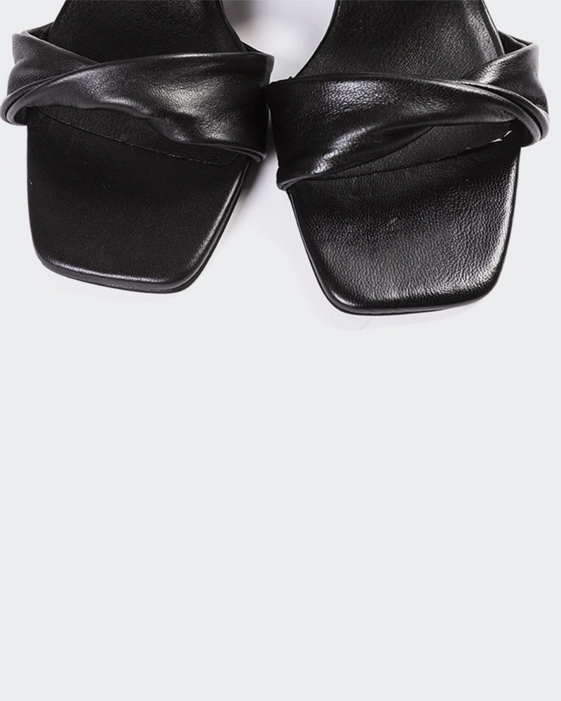 Hester Black Leather representative Multi Density Foam