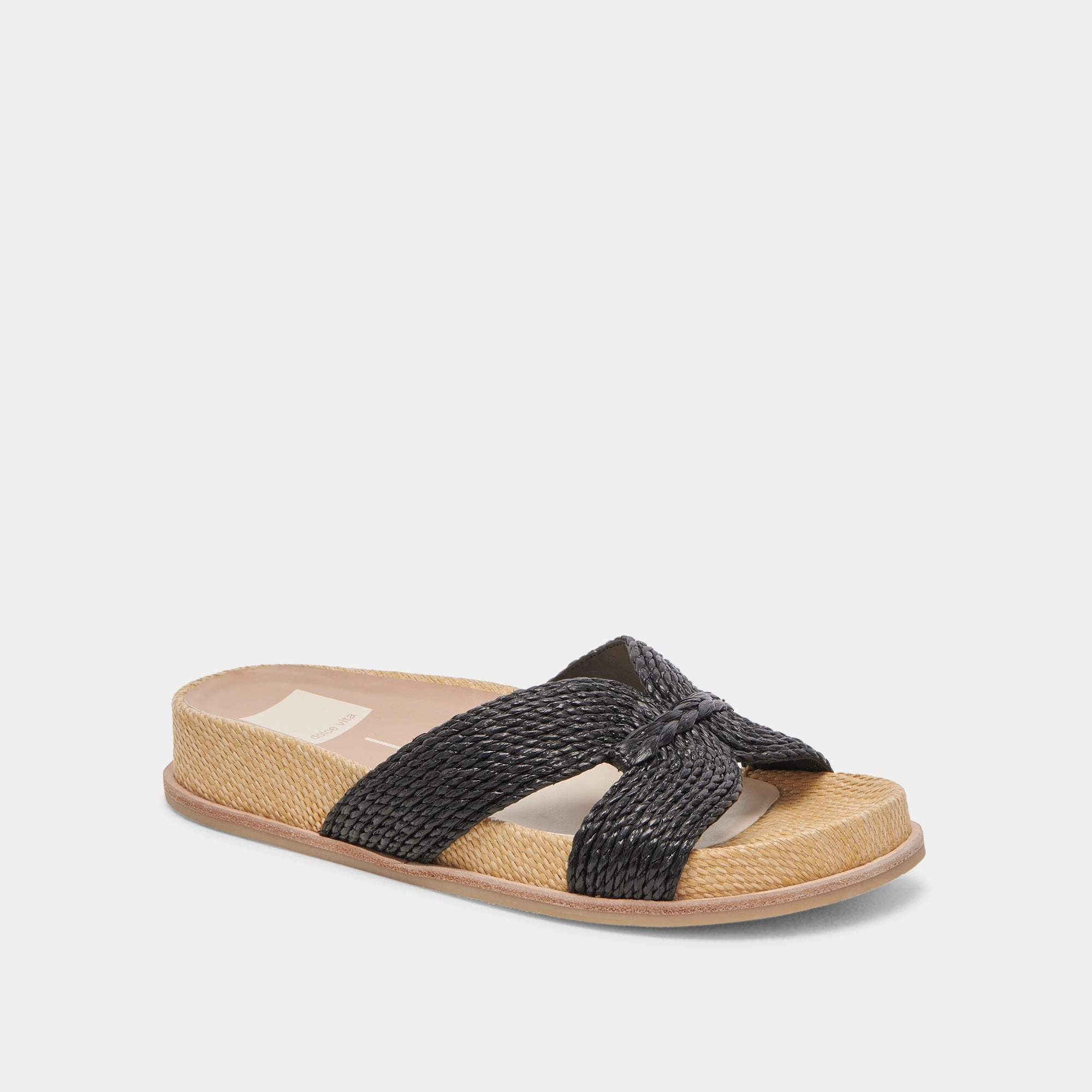SELDA WIDE SANDALS ONYX RAFFIA Breathable Lining