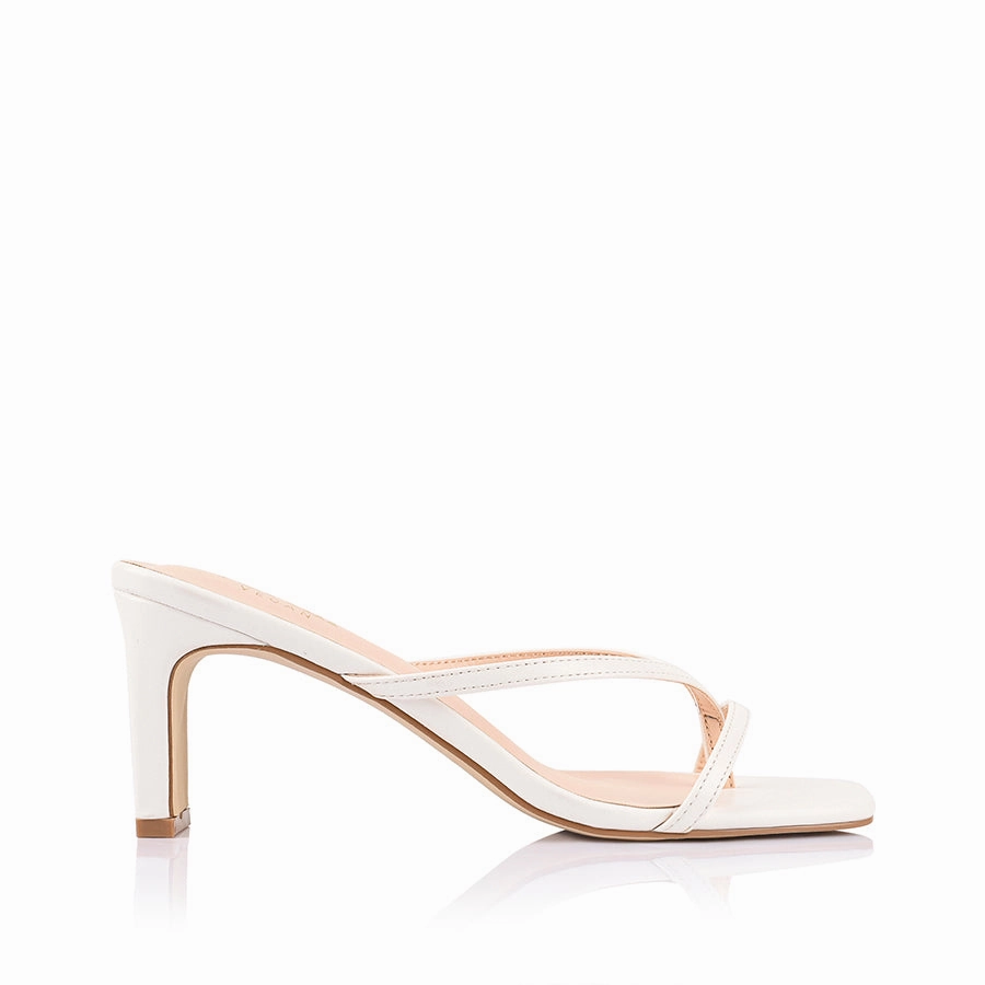 Stylish Footwear Timeless Office Gia Heeled Thongs - Chalk White