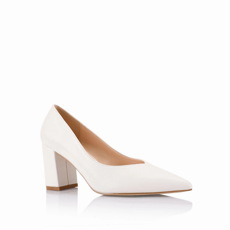 Fashion Essential Elliot Block Heel Pumps - Chalk White