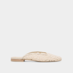 AUBRIE FLATS IVORY MACRAME MESH Stylish grip zipper