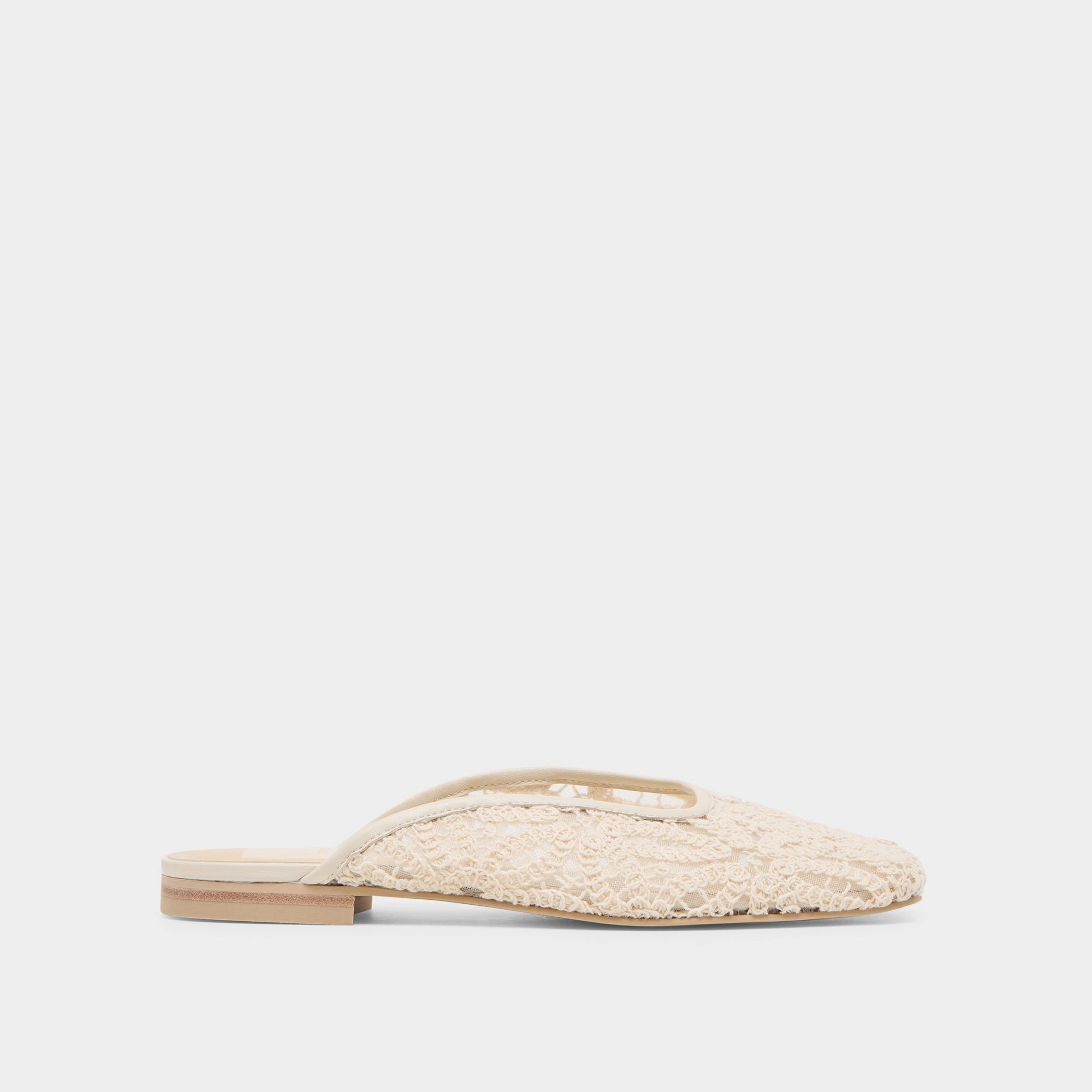 AUBRIE FLATS IVORY MACRAME MESH Stylish grip zipper