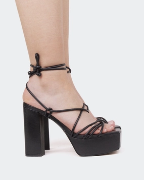 Open Toe Footwear Antigua, Black Leather/Cuir Noir