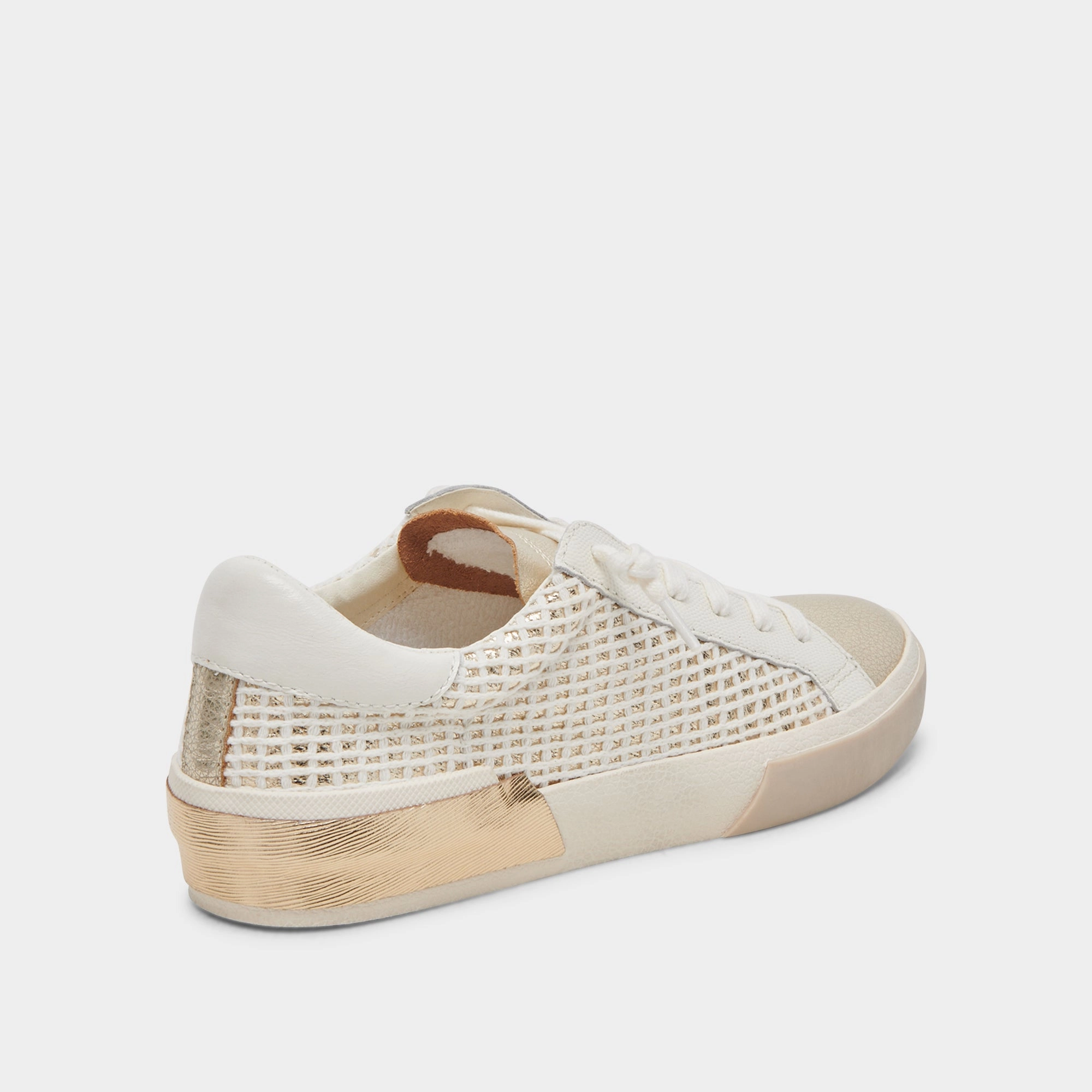 breathability - level Wide toe box ZINA WIDE SNEAKERS BONE GOLD WOVEN