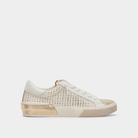Smooth Inner Seam ZINA WIDE SNEAKERS BONE GOLD WOVEN