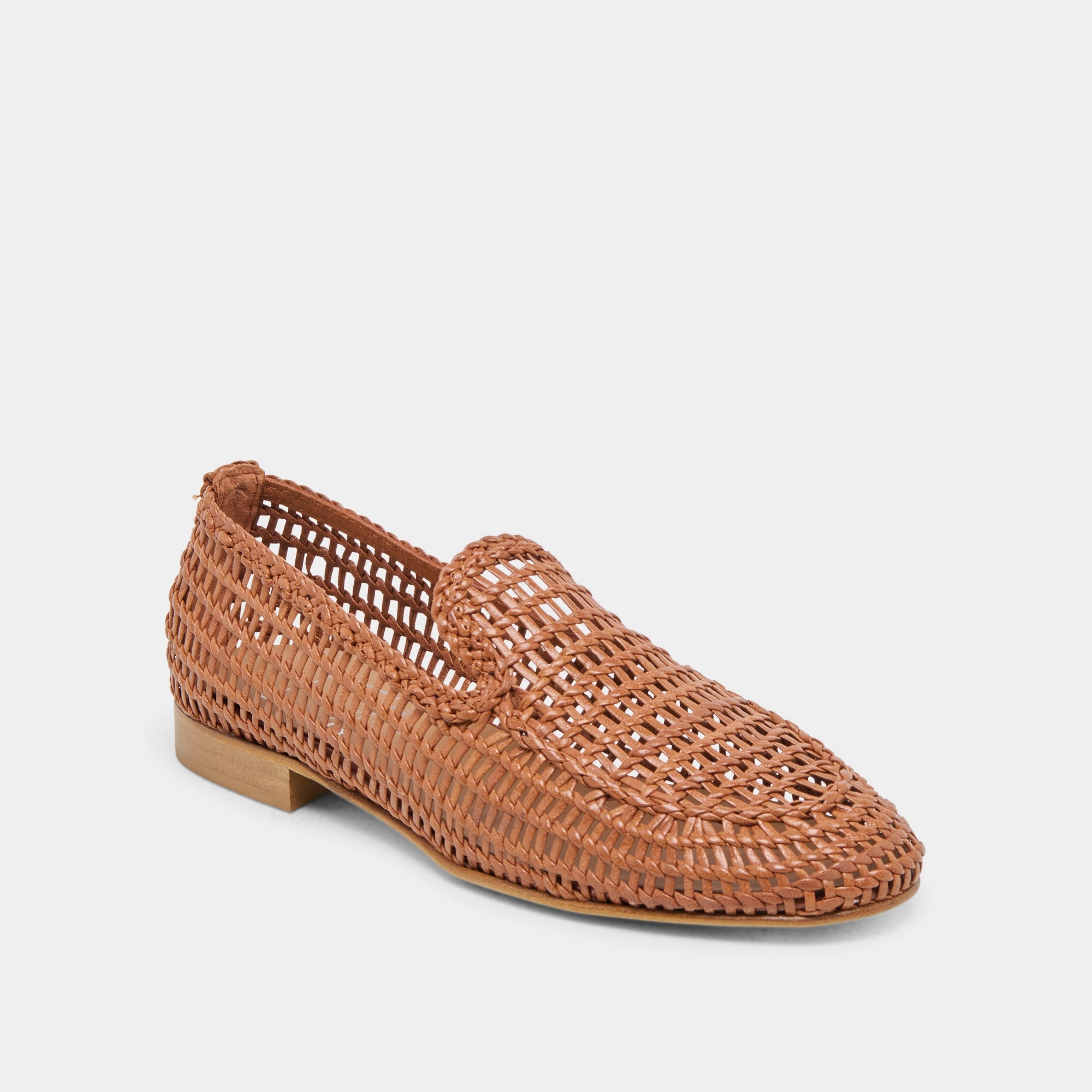 ARMOND FLATS COGNAC WOVEN LEATHER Easy traction