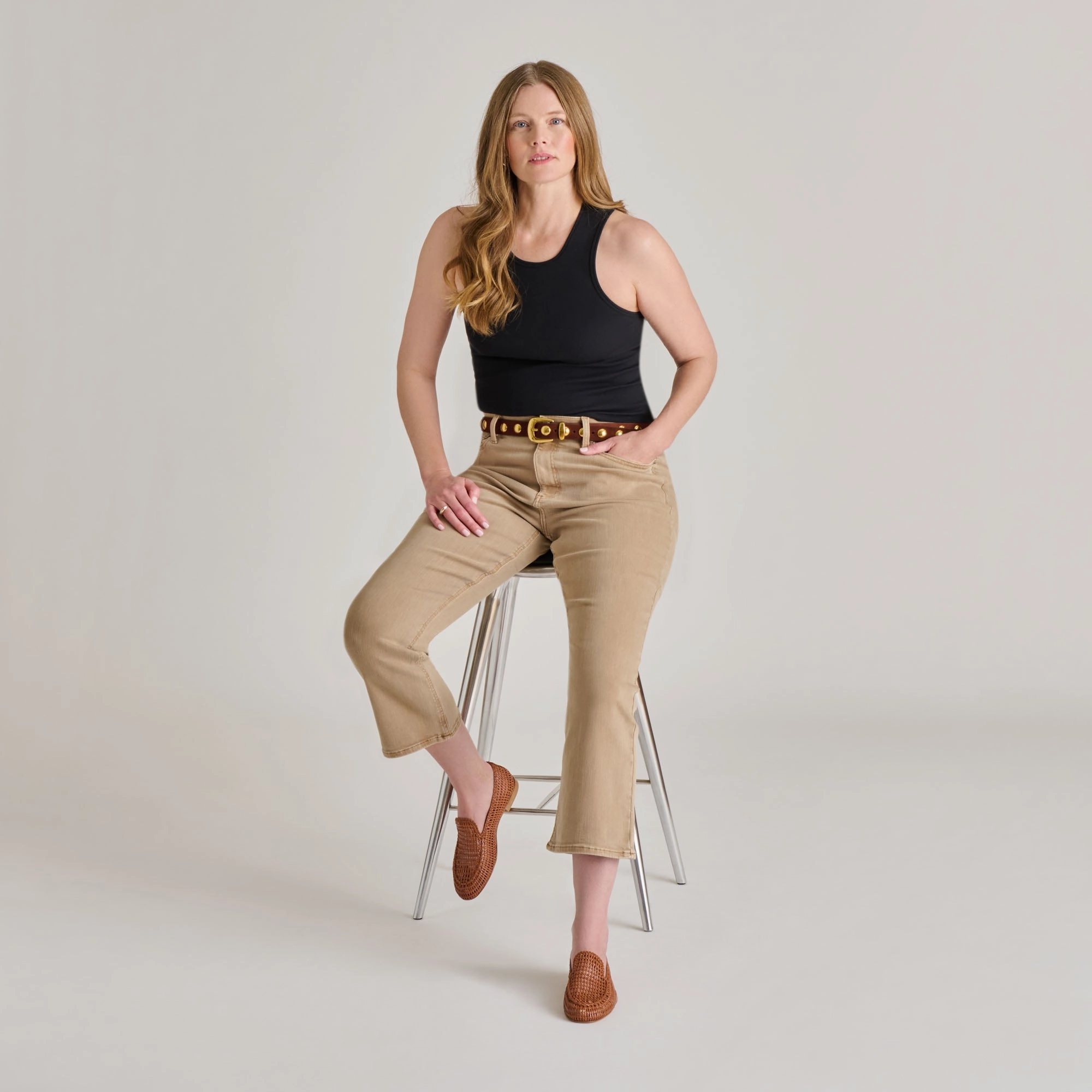 ARMOND FLATS COGNAC WOVEN LEATHER Reinforced Eyelet Durability junior - style