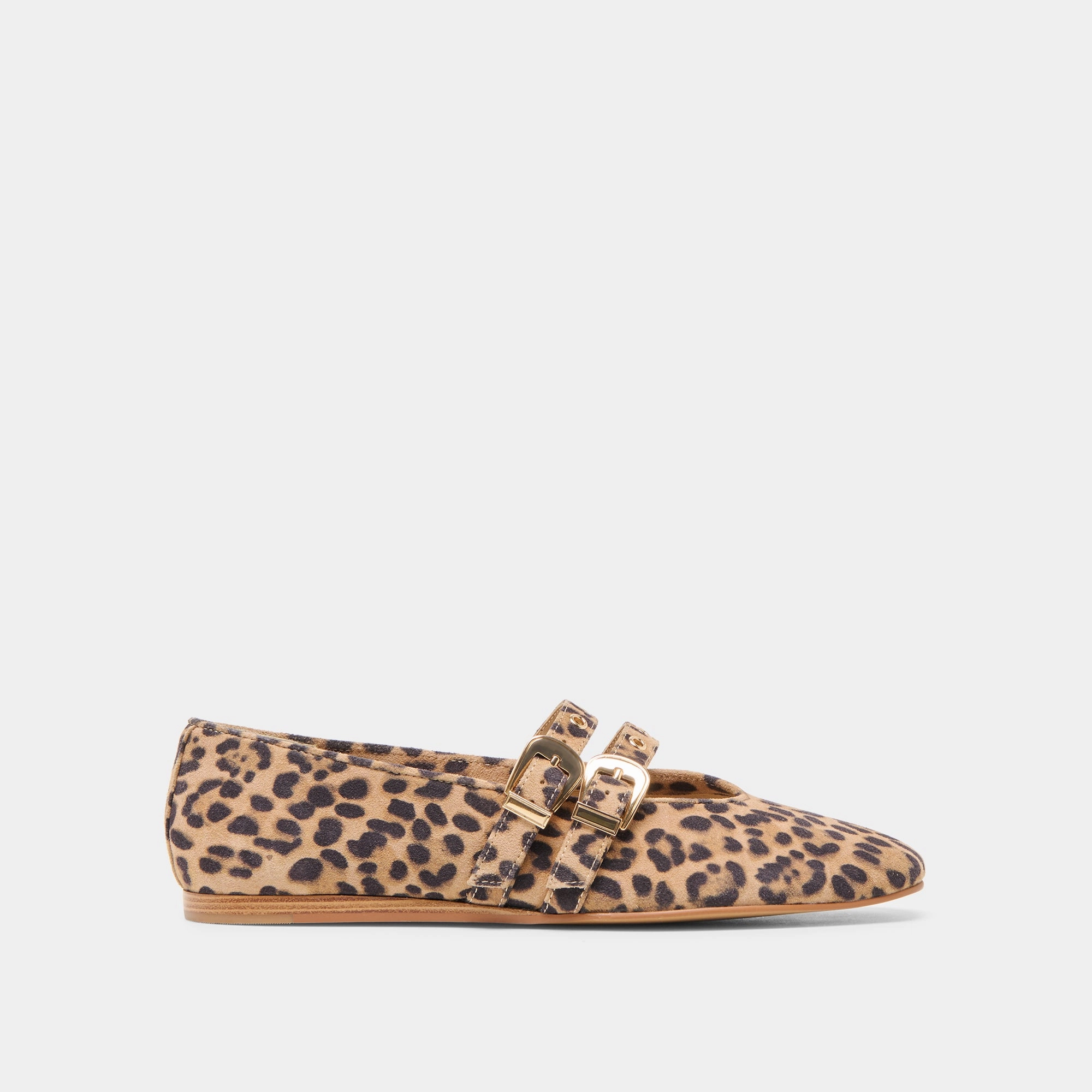 BAYLEE GROMMET BALLET FLATS DK LEOPARD PRINTED SUEDE Secure Sole