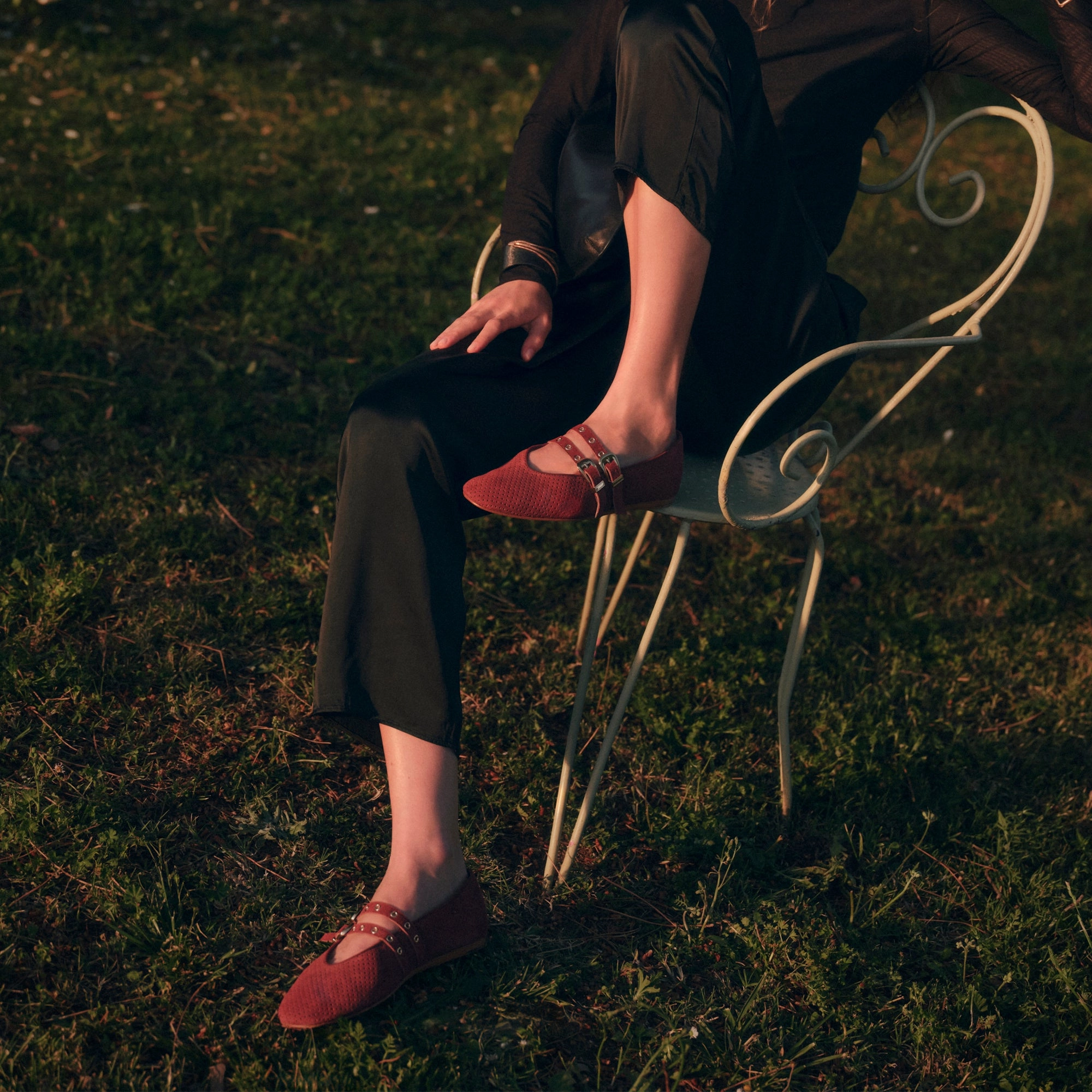 Cushioned hottest BAYLEE GROMMET BALLET FLATS OXBLOOD PERFORATED SUEDE