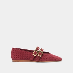 worker BAYLEE GROMMET BALLET FLATS OXBLOOD PERFORATED SUEDE