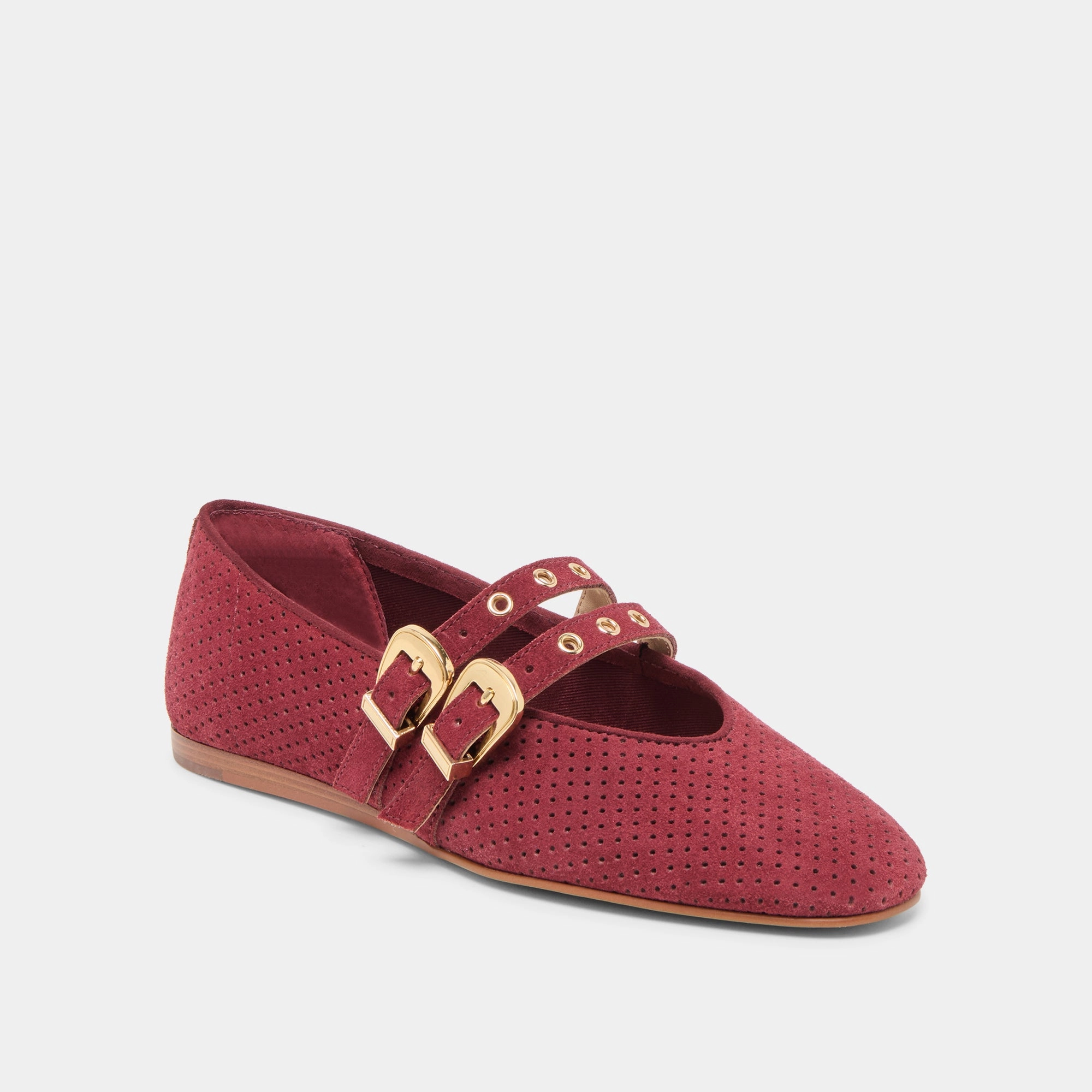Glam silhouette Energy Return System BAYLEE GROMMET BALLET FLATS OXBLOOD PERFORATED SUEDE