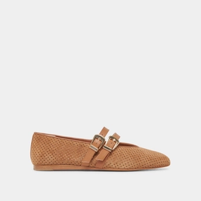 modernized most indoor BAYLEE WIDE BALLETS FLATS PECAN PERFORATED SUEDE