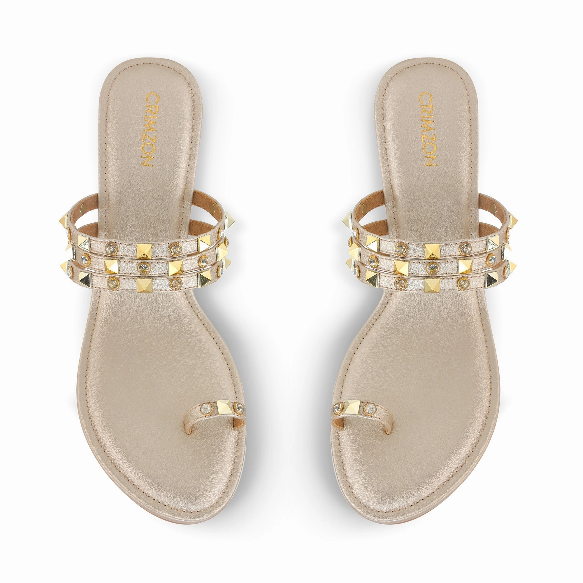 BELLA- GOLD KOLHAPURIS Adjustable Hook and Loop Straps Durable Rubber Compound