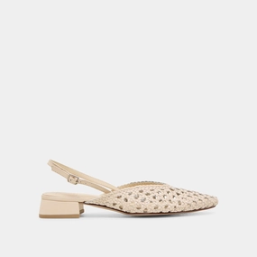 Contoured Arch Stabilizer BIRDIE FLATS OFF WHITE WOVEN LEATHER