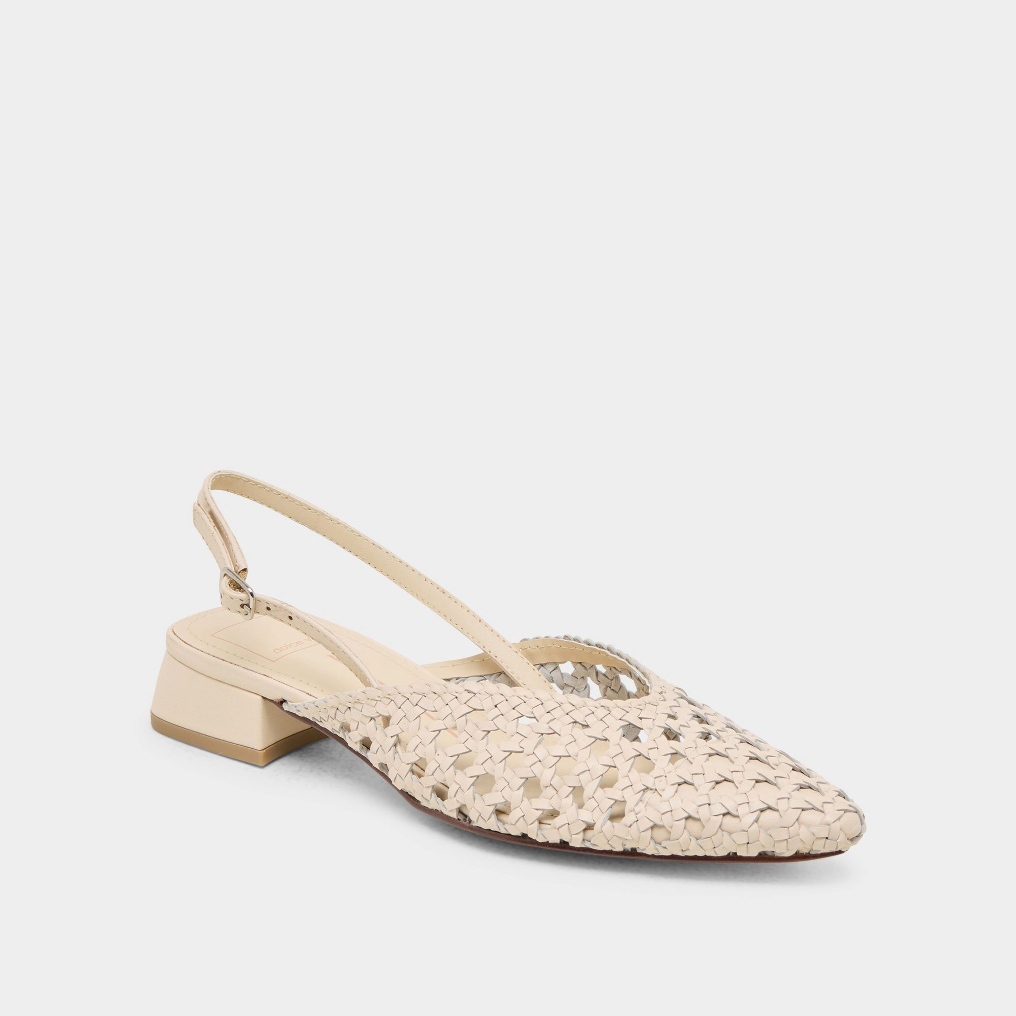 BIRDIE FLATS OFF WHITE WOVEN LEATHER Structured shock absorption