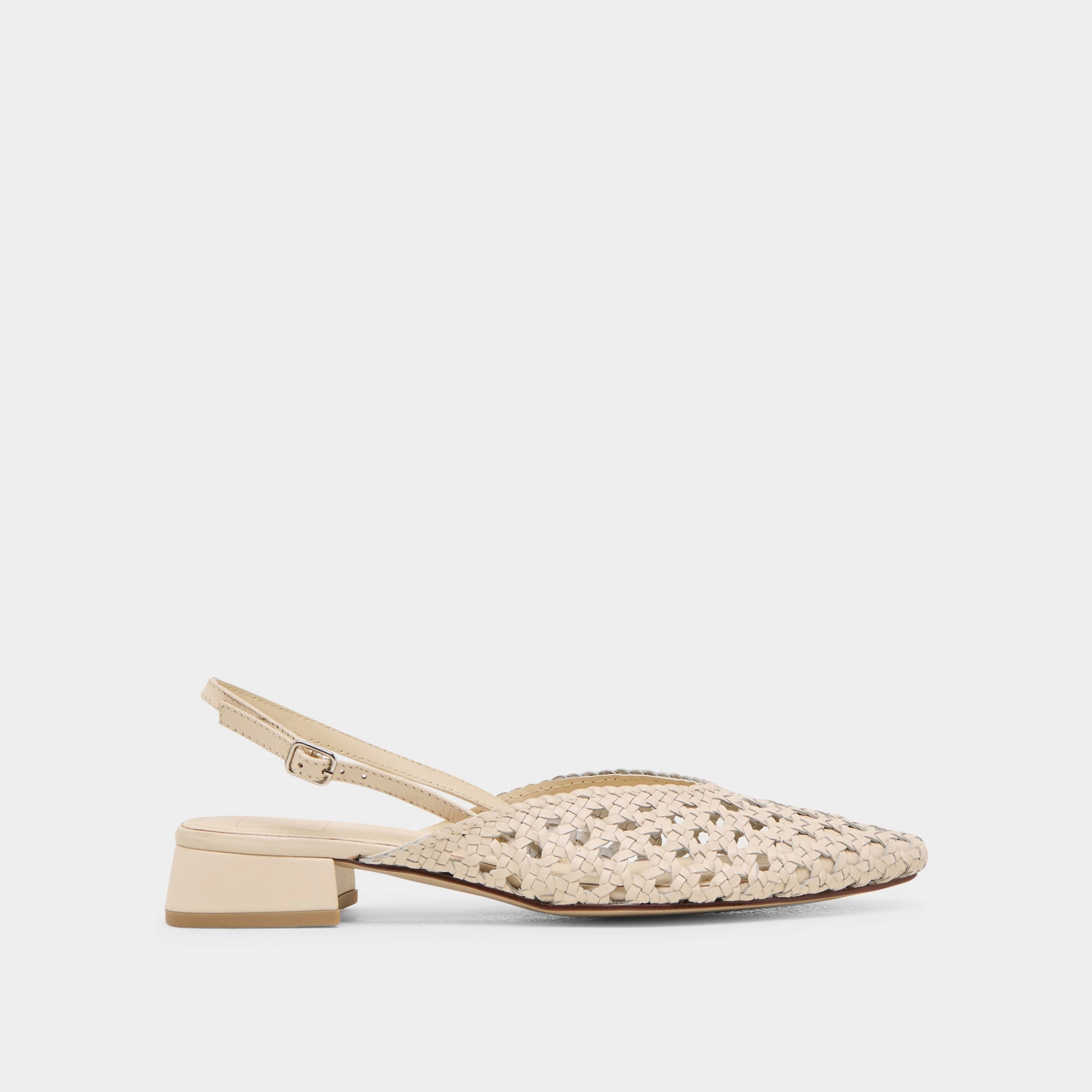 Contoured Arch Stabilizer BIRDIE FLATS OFF WHITE WOVEN LEATHER