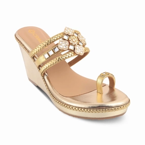 Breathable Walking SANAYA- GOLD KUNDAN KOLHAPURIS