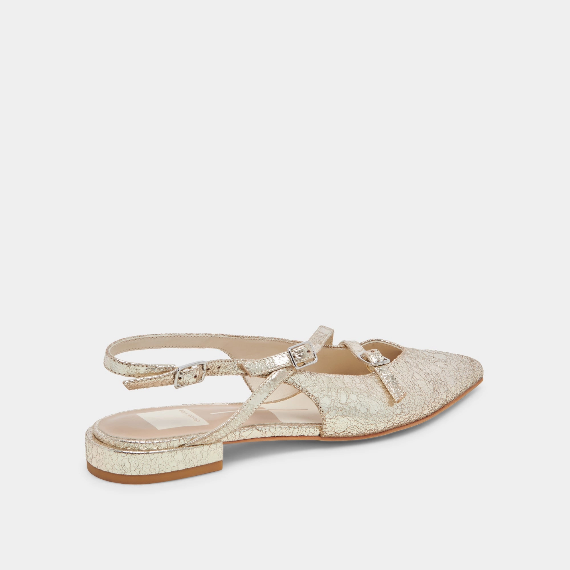 Trendy athletes - specific benefits PAMLA WIDE FLATS PLATINUM DISTRESSED LEATHER