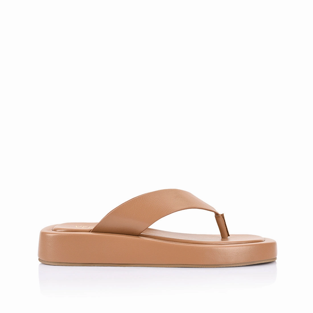 Classy Touch Bouncer II Flatform Thongs - Dark Camel Tan