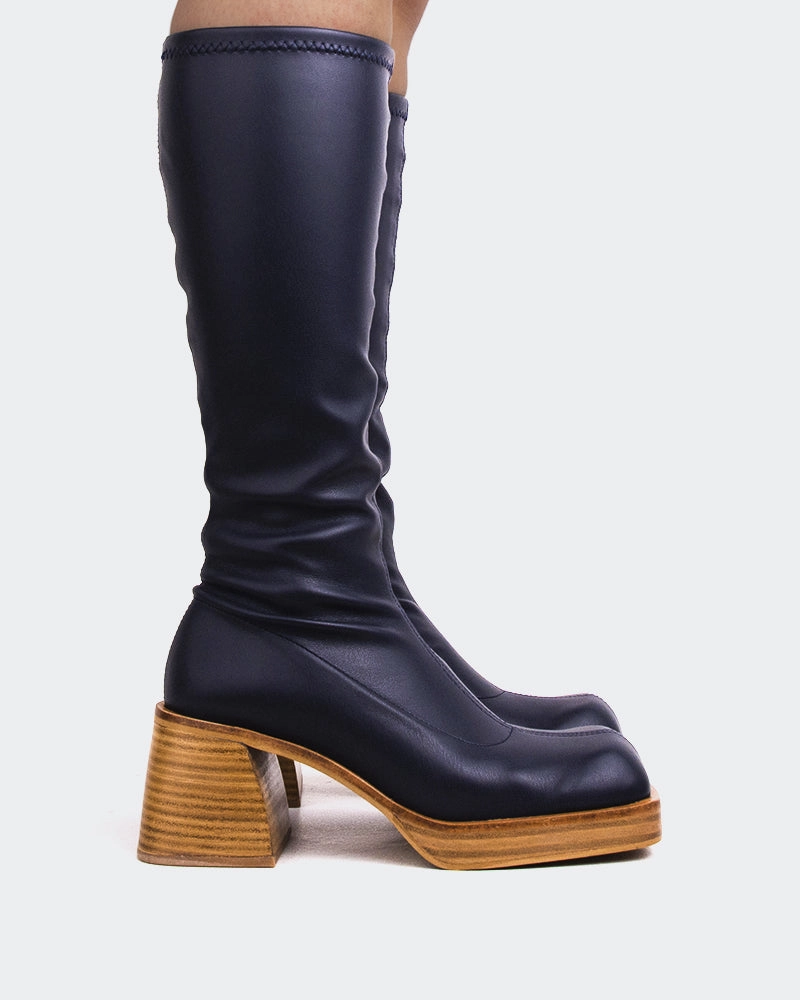 Metallic Buckle Bourne Navy Stretch