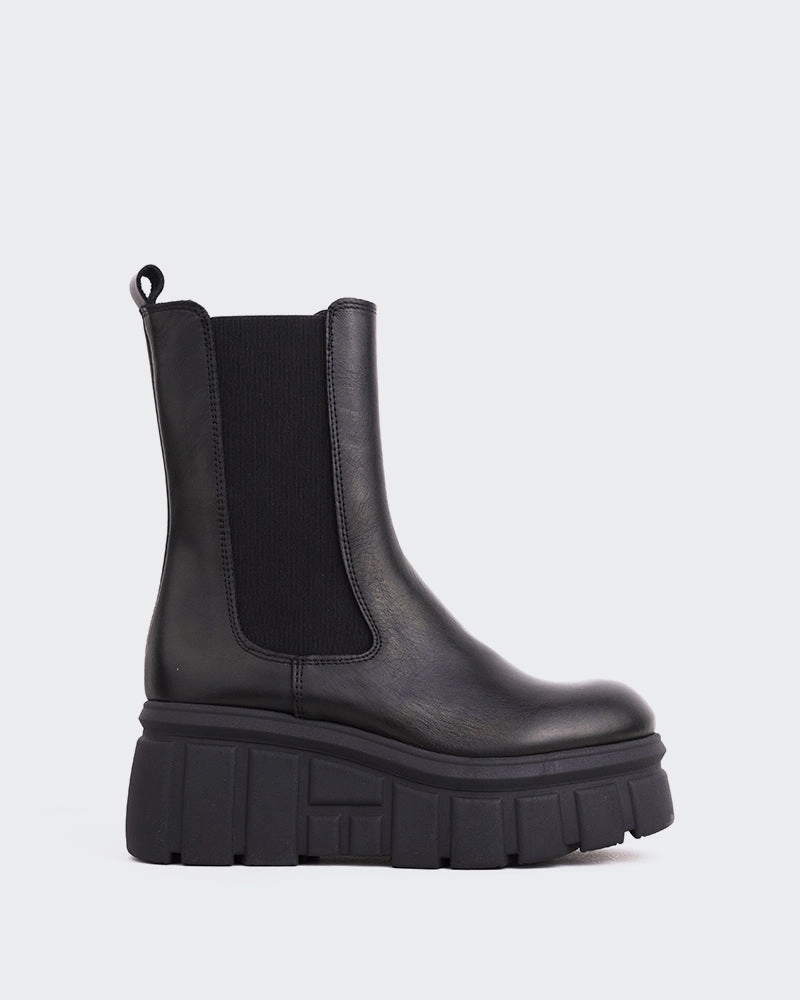 Seamless Stitching Slip-Resistant Sole Mission Black Leather