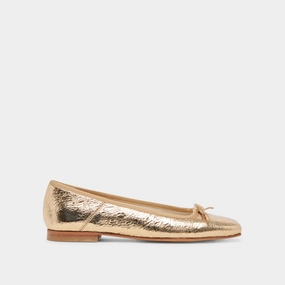 lace - up ANISA BALLET FLATS GOLD DISTRESSED LEATHER