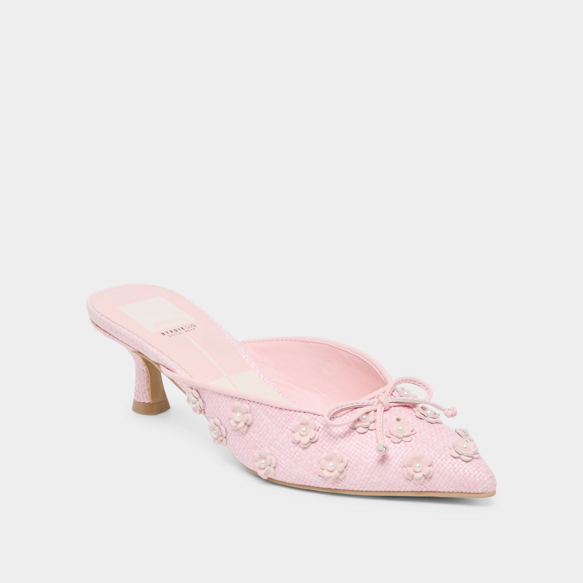 CAMILO X BYRDIE GOLF HEELS PINK RAFFIA Ultra Responsive Foam Slip Resistant Tread