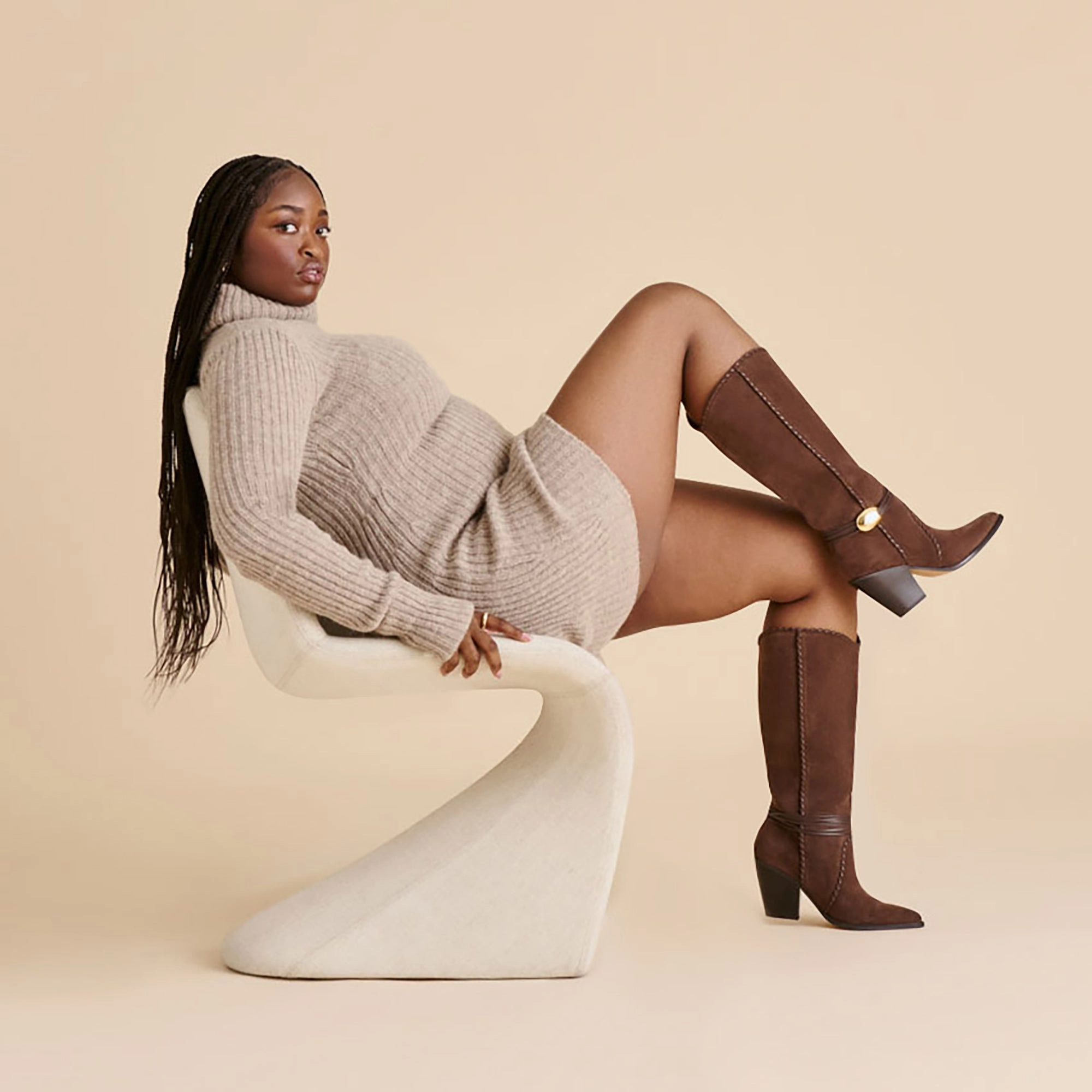 Resilient Outsole JODY WIDE CALF BOOTS DK BROWN SUEDE