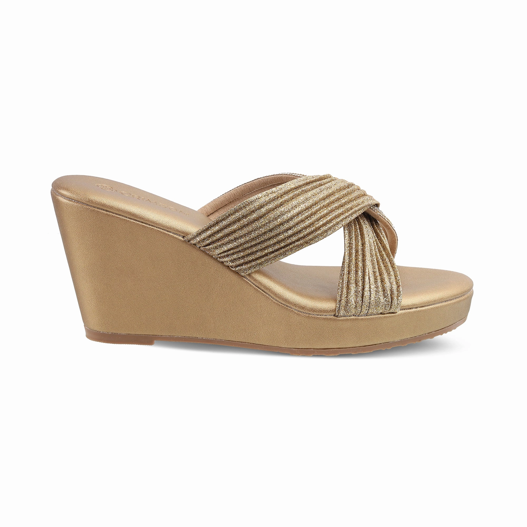 Flexible Beach Shoes Easy on off LULU- ANTIQUE GOLD WEDGES