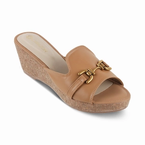 Open Toe Design CLAIRE- BEIGE WEDGES