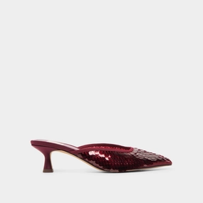 CLEO SEQUIN HEELS CRANBERRY SEQUIN foldable