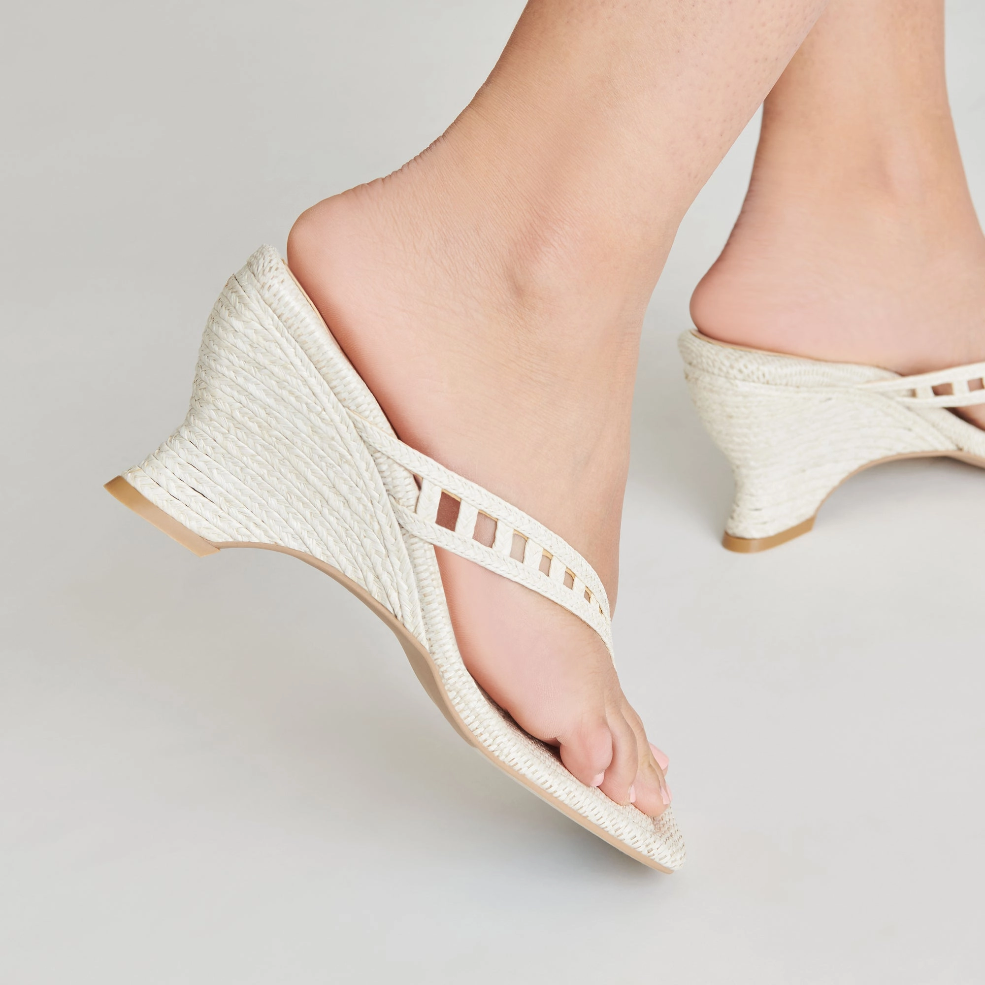 NULLAH WEDGES OATMEAL RAFFIA Heel most waterproof