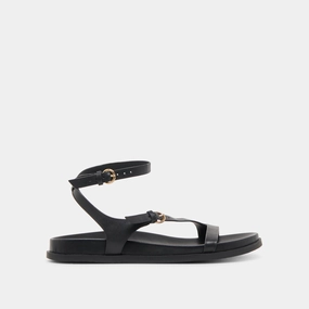 Skid Resistant Base DARLIS SANDALS BLACK LEATHER