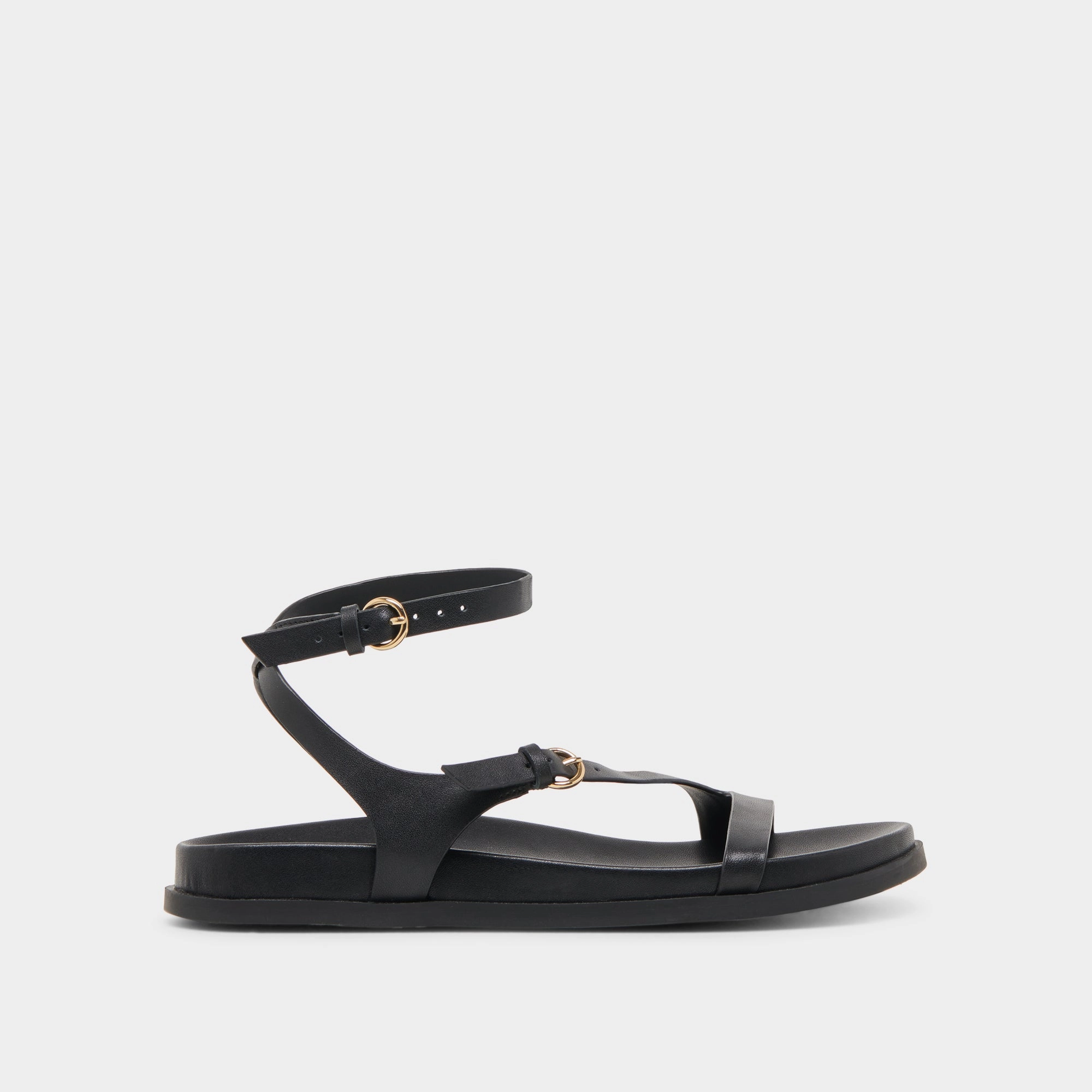 Skid Resistant Base DARLIS SANDALS BLACK LEATHER