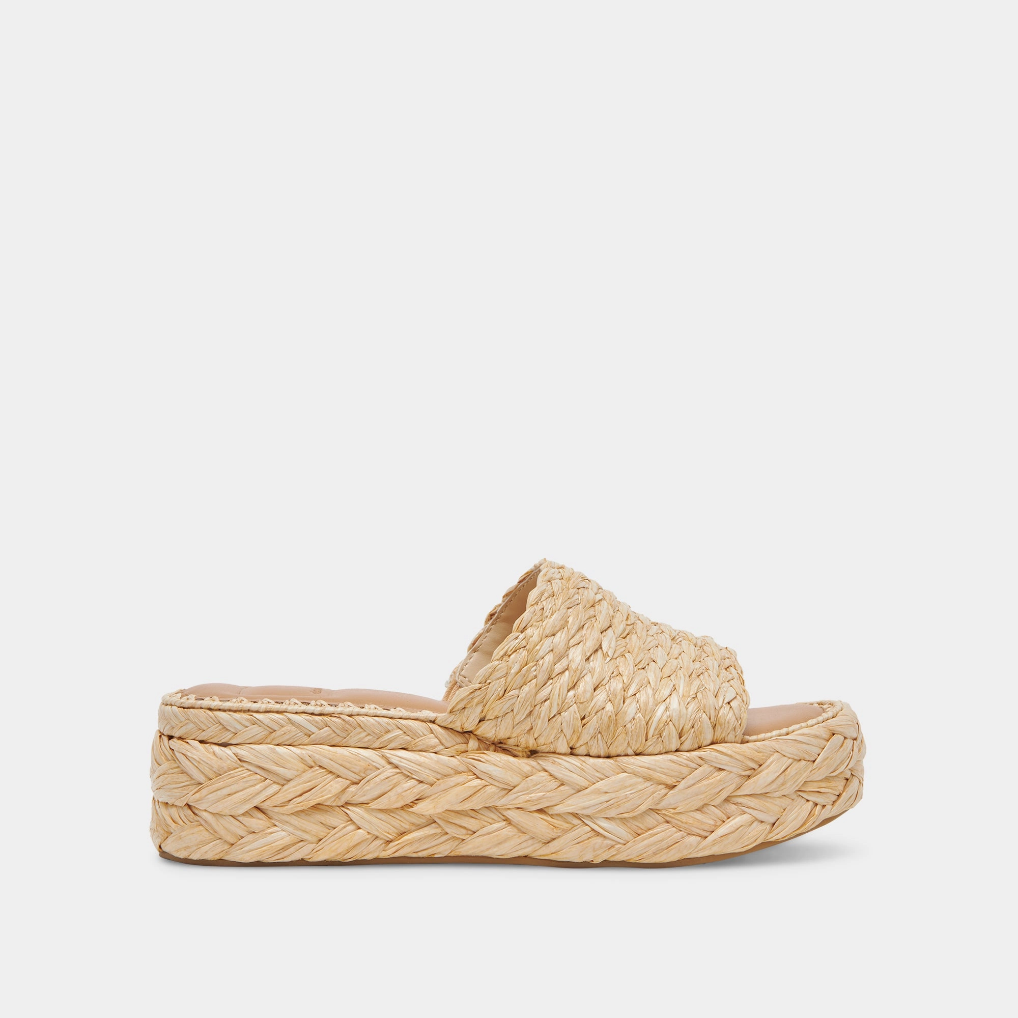 Skid Resistant Base synthetic sole CHAVI WIDE SANDALS LT NATURAL RAFFIA