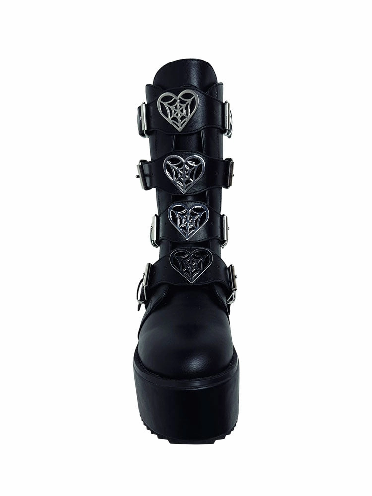 DOMINION WEB HEART - BLACK/SILVER Country Soul Open Toe Design